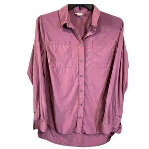 Duluth Trading Womens Lightweight Classic Stretch Button Down Tunic, Size Large